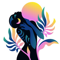 African woman touching her neck