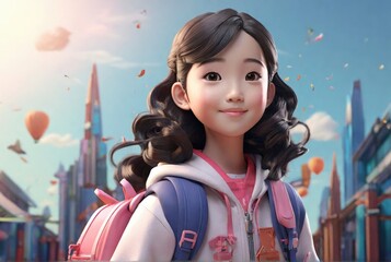 portrait of an asian girl student