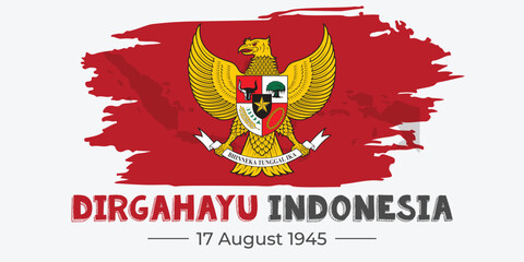 Indonesia Independence Day Garuda Map Brush, editable font, typography, modern text with Indonesia map background