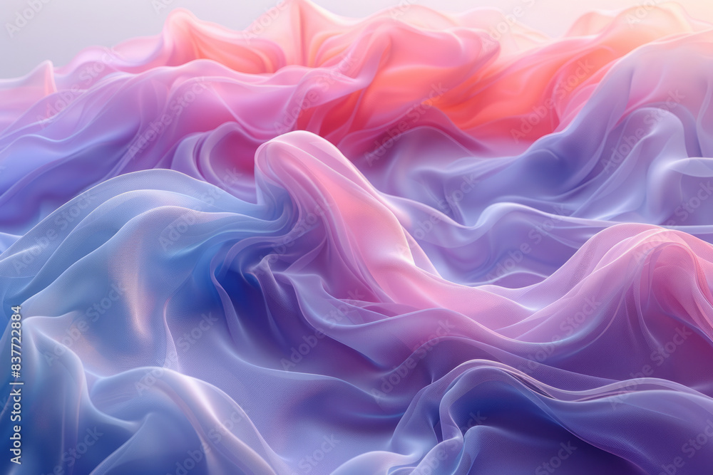 Poster a mesh wave pattern with soft, pastel colors undulating smoothly across a light background,