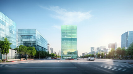 Fototapeta premium Modern Cityscape with Glass Buildings