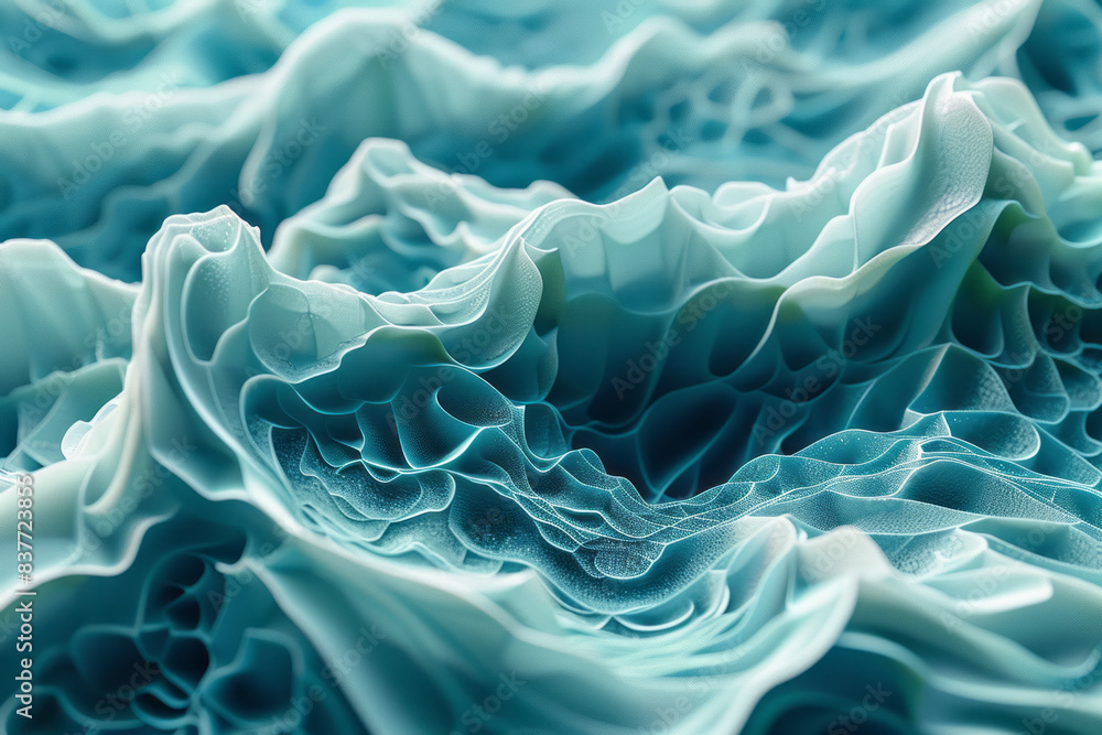Aufkleber abstract grid patterns with gentle waves, rendered in soft, ocean-inspired colors,