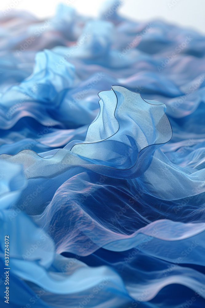 Aufkleber a mesh wave composition with smooth, flowing lines and a soft, watercolor texture,