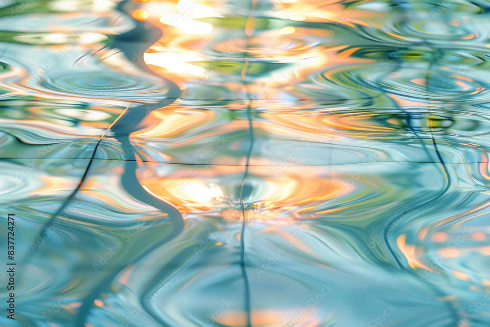 Fototapete undulating grid patterns with soft, harmonious colors, creating a soothing visual effect,