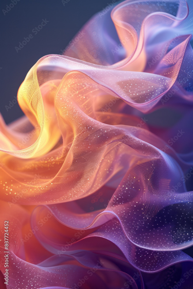 Poster A mesh wave pattern with pastel gradients and a subtle, glowing highlight, enhancing the sense of depth,
