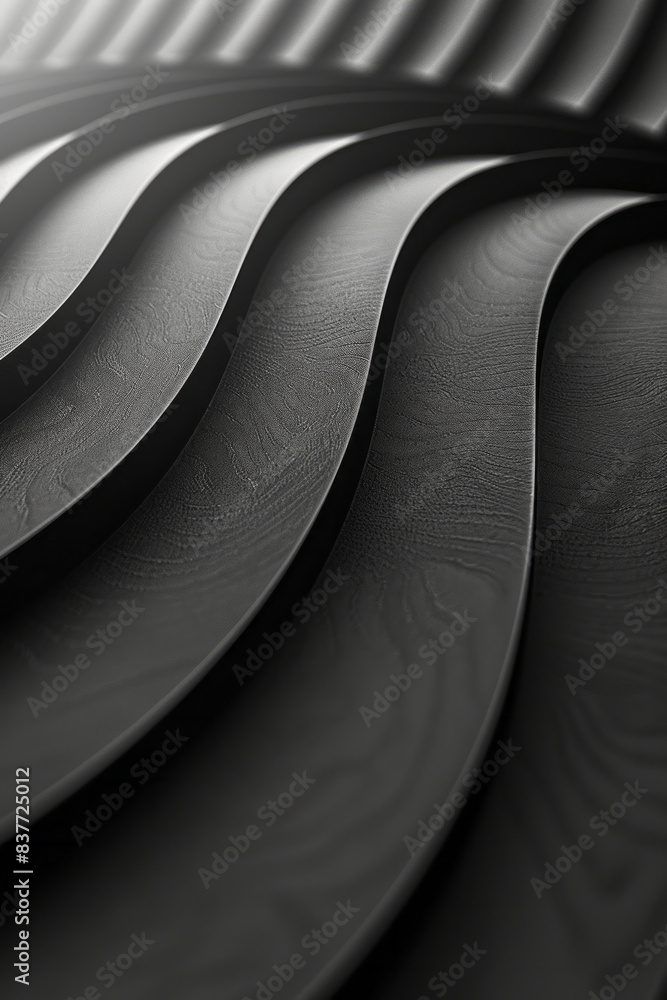 Leinwandbilder Waves of parallel lines in a monochromatic color scheme, with a gradient shifting from light to dark grey,
