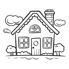 Simple house logo icon, black vector illustration on white background