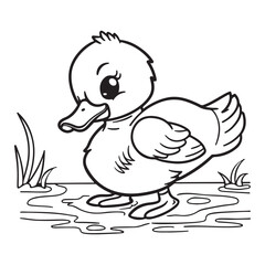 Cute simple duck icon design, black vector illustration on white background