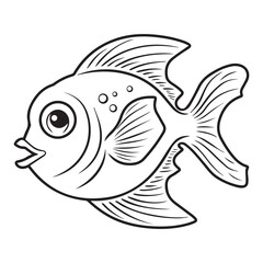 Cute simple fish icon design, black vector illustration on white background