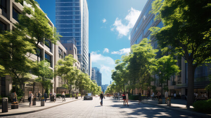 Obraz premium Modern City Street on a Sunny Day