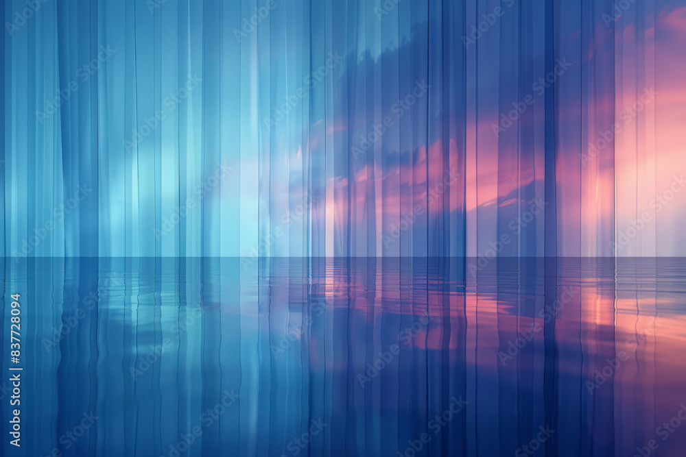 Leinwandbilder gradient rectangles layered with transitions from sky blue to navy, forming a reflective pattern,