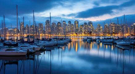 Fototapeta premium Serene City Marina at Dusk