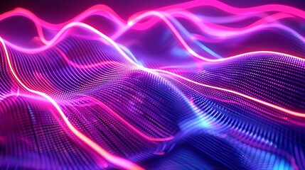 Futuristic Neon Lights in Abstract Wavey Line Art - Modern Design Concept