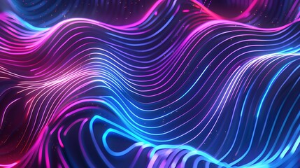 Fototapeta premium Illuminated Neon Lights in Abstract Wavey Line Art - Modern Design Conceptual Background