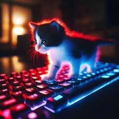 Cyber Kitten on the Keyboard