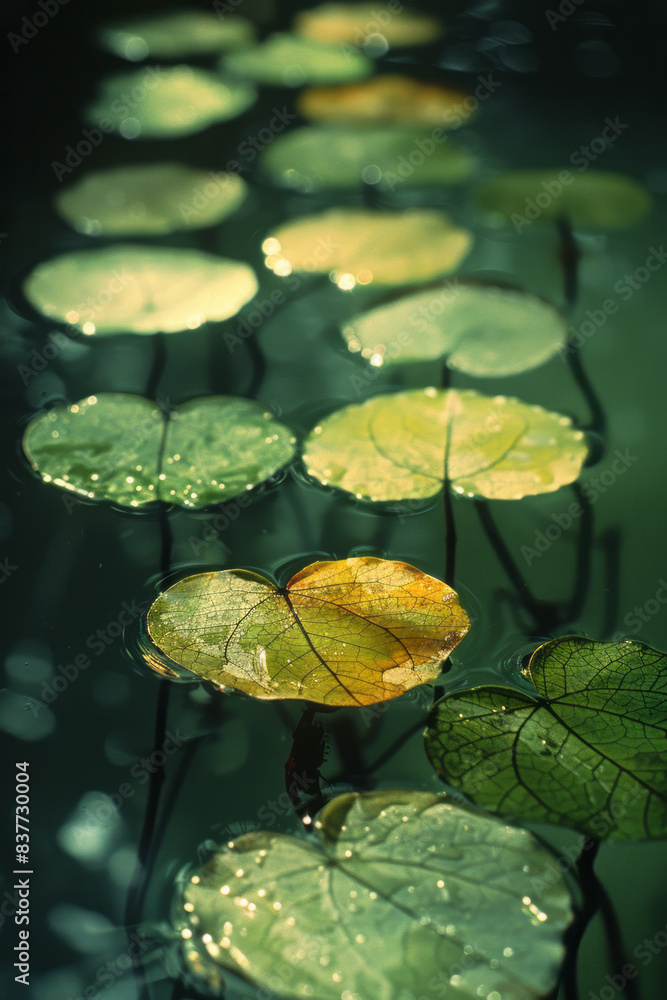 Poster gradient glass circles in shades of green, transitioning from lime to forest green, creating harmoni