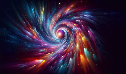 Galaxy in the depths of space The galaxy is full of bright stars and there's a black hole in the middle