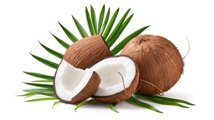 coconut with leaves