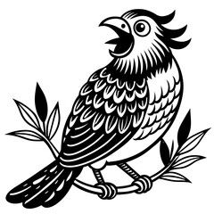 Obraz premium a-bird-is-sitting-on-branch-illustration-and-laugh
