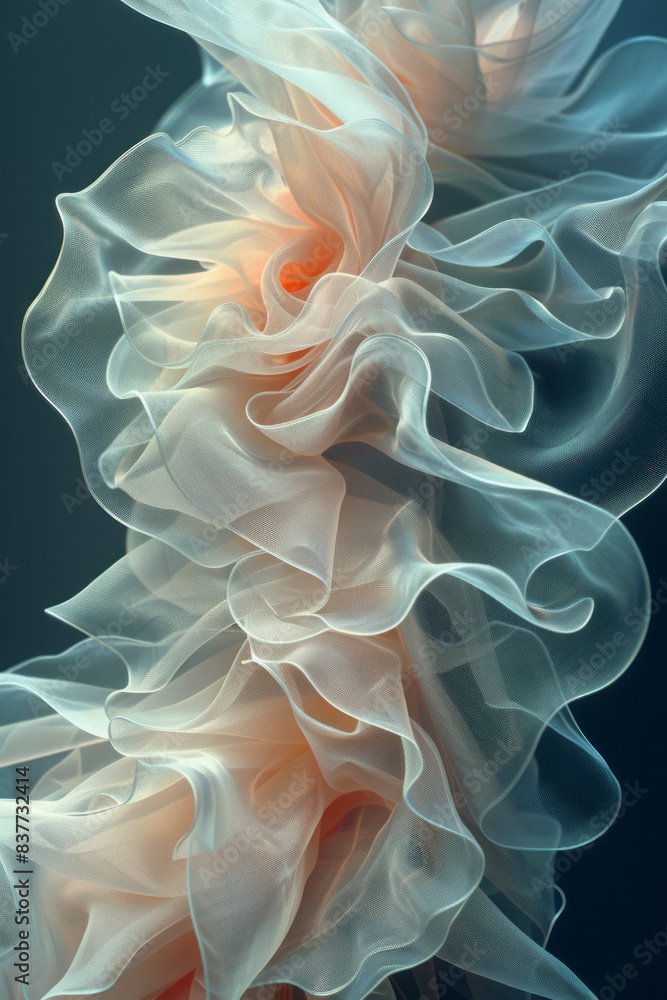 Poster Delicate, undulating lines in soft pastel colors, creating a fluid and harmonious composition,