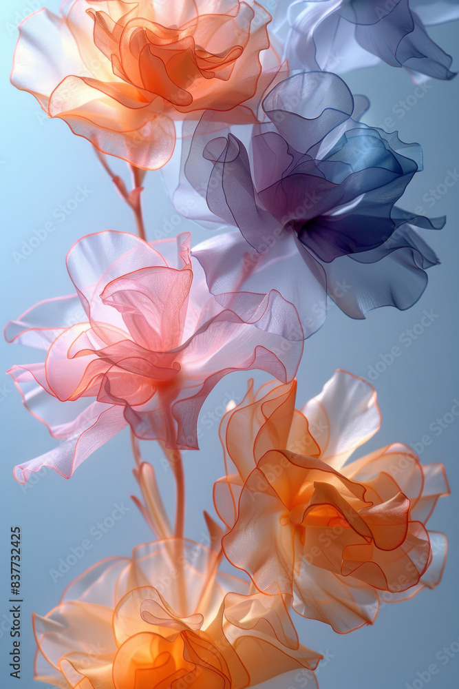Poster Delicate, undulating lines in soft pastel colors, creating a fluid and harmonious composition,