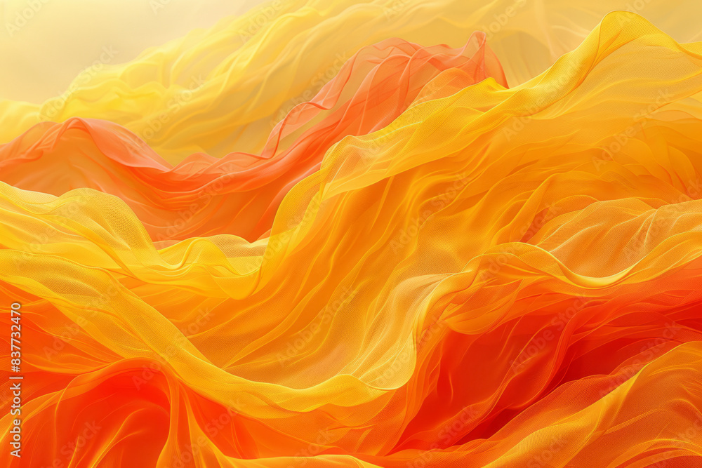 Aufkleber elegant waves of thin lines in a gradient of yellow and orange, flowing gracefully across the image,