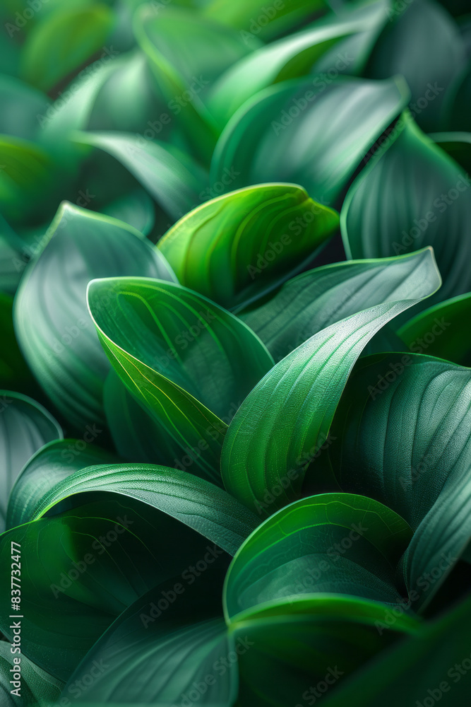 Poster Abstract linear patterns in shades of green, intertwining to create a fluid and harmonious design,