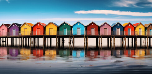 Serene Lakeside Wooden Houses in Moody Weather