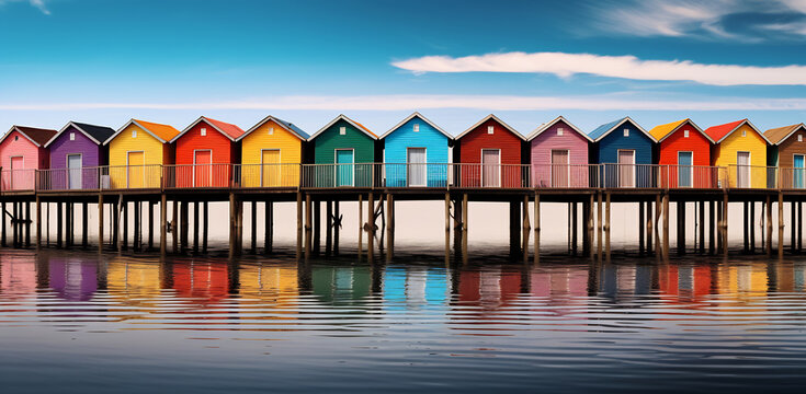 Serene Lakeside Wooden Houses in Moody Weather