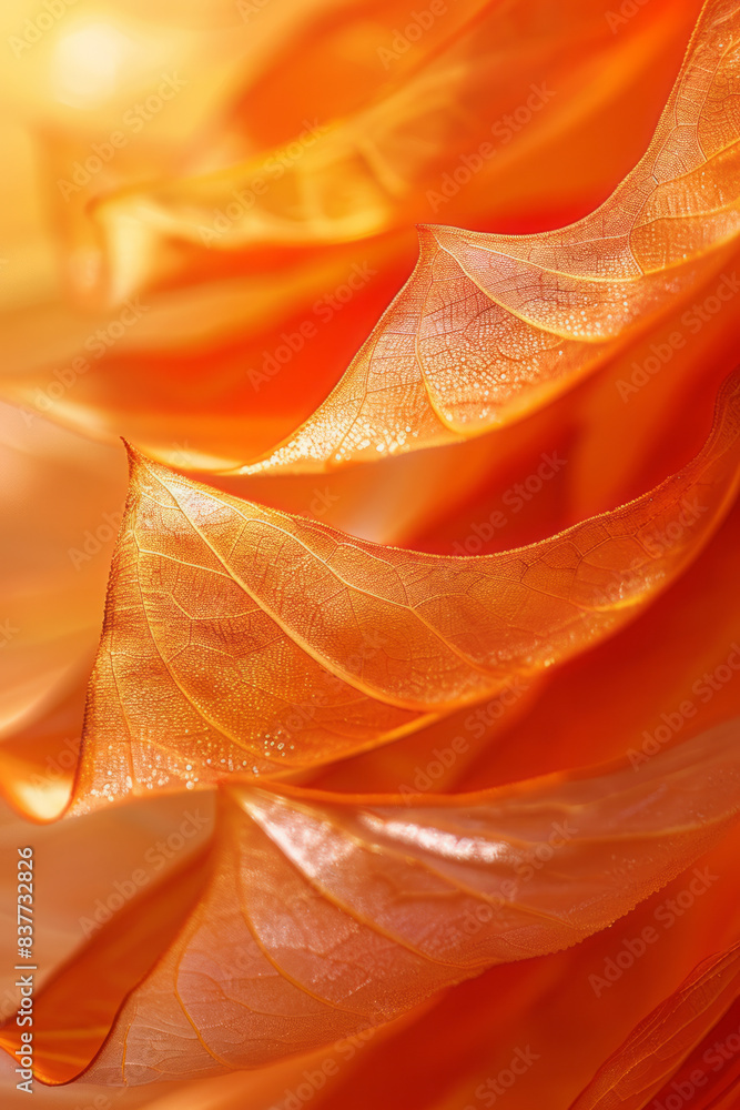 Poster Elegant waves of thin lines in a gradient of warm colors, creating a harmonious composition,