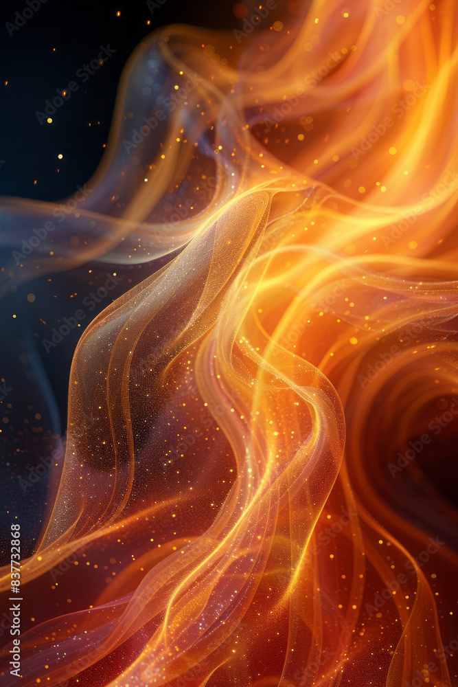 Aufkleber Elegant waves of thin lines in a gradient of warm colors, creating a harmonious composition,
