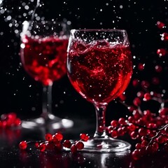 AI generated illustration of two glasses filled with red wine