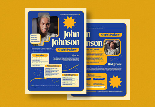 Blue Colorblock  Geometric Resume A4 & US Letter Layout