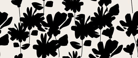 Vector seamless background. Minimalistic abstract floral pattern. Modern print on a light background. Ideal for textile design, screensavers, covers, cards, invitations and posters.