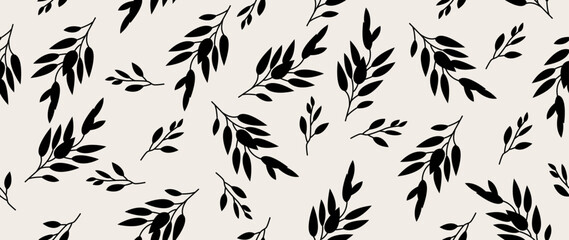 Vector seamless background. Minimalistic abstract floral pattern. Modern print on a light background. Ideal for textile design, screensavers, covers, cards, invitations and posters.