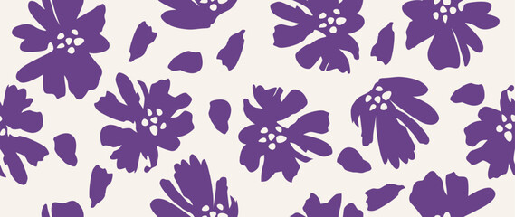 Vector seamless background. Minimalistic abstract floral pattern. Modern print on a light background. Ideal for textile design, screensavers, covers, cards, invitations and posters.