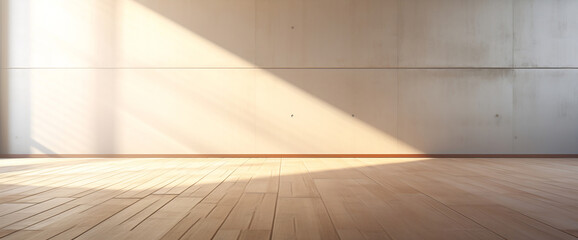 Sunlit Concrete Wall with Wooden Floor Interior