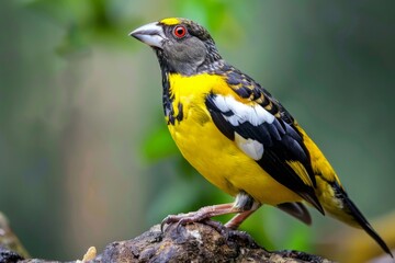 Fototapeta premium Spot-winged Grosbeak, Beautiful bird in Thailand.