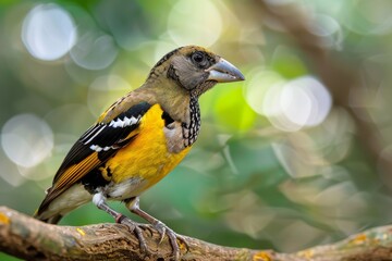 Obraz premium Spot-winged Grosbeak, Beautiful bird in Thailand.