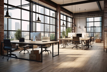 Spacious and Modern Open Concept Office Interior