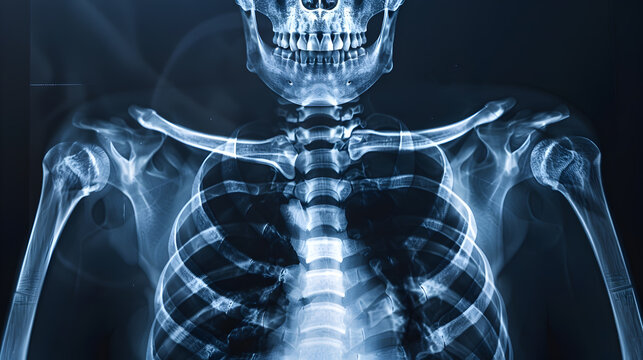 X-ray skeletal structure backdrop, orthopedics theme background
