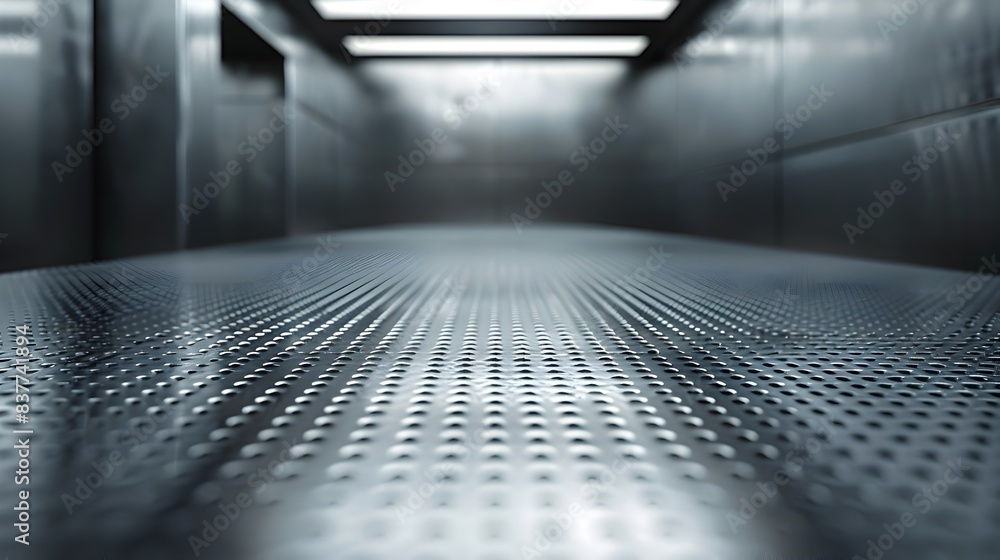 Aufkleber sleek metal table with futuristic tech focused background for high tech product concept display