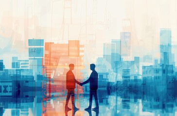 Business Partnership Handshake on City Background
