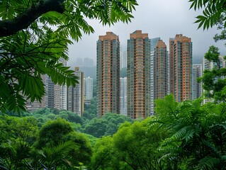 Lush Green Parks Framing Intricate Architectural Skyscrapers in the City