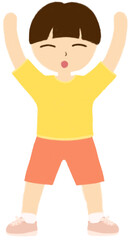 Obraz premium 몸 풀기 체조하는 남자아이