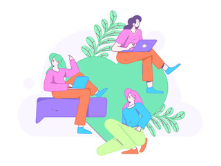 3.12 International Women's Day professional women flat character vector concept operation hand drawn illustration
