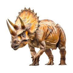 Fototapeta premium Dinosaur triceratops on transparent background. Generative ai design.