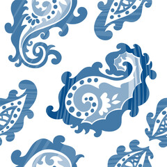 Fototapeta premium Paisley Blue Pattern Seamless Design