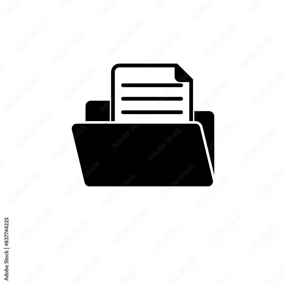 Poster open file folder, document solid flat vector icon isolated on white background.
