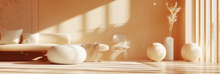 Warm Sunlit Modern Living Room Interior Design